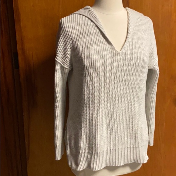 Rachel Zoe Cable Hoodie Sweater Heather Gray Med - Picture 1 of 6